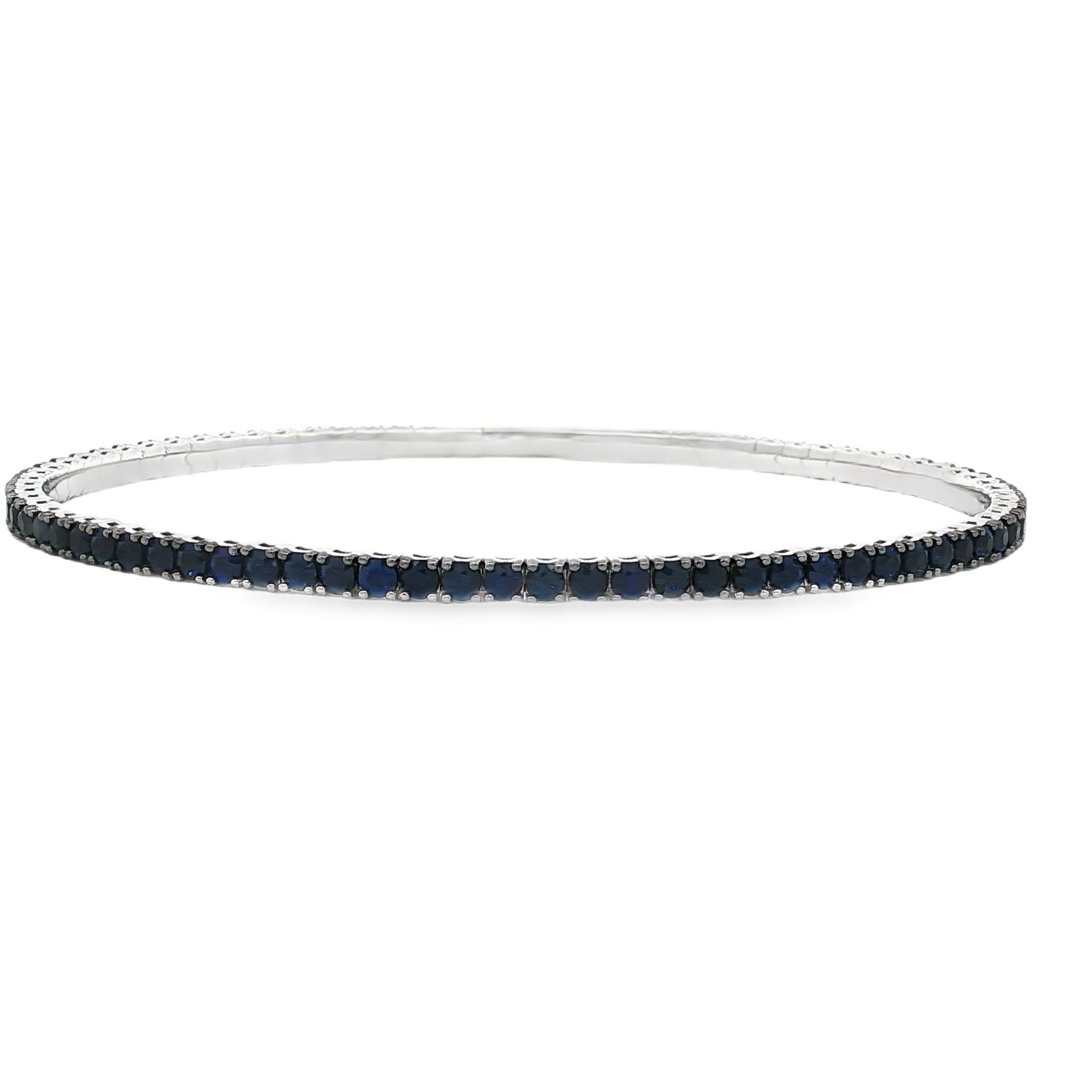 18K White Gold Blue Sapphire Flex Bangle Bracelet