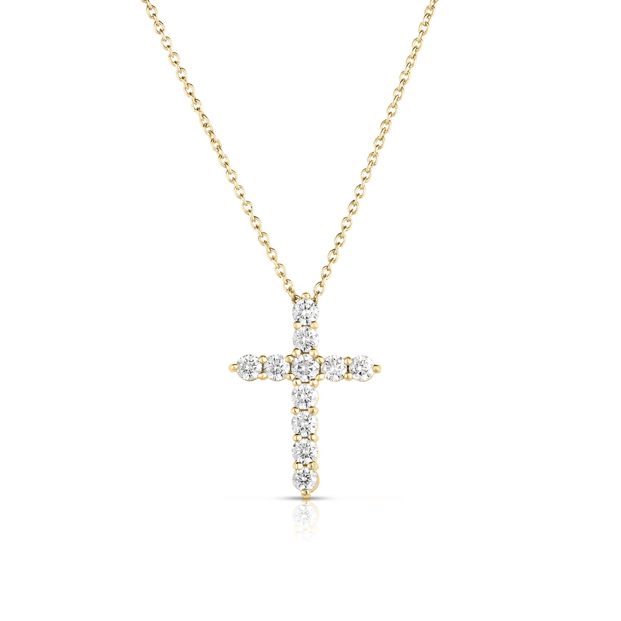 Roberto Coin 18K Yellow Gold Tiny Treasures Diamond Cross Necklace