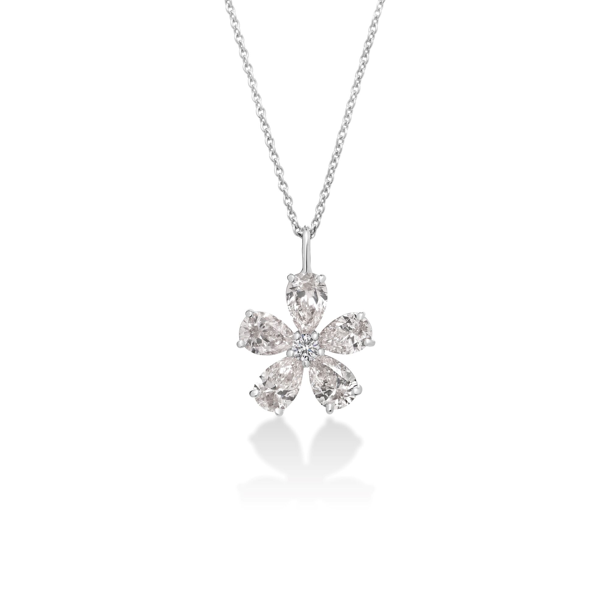 Roberto Coin 18K White Gold Diamond Flower Necklace