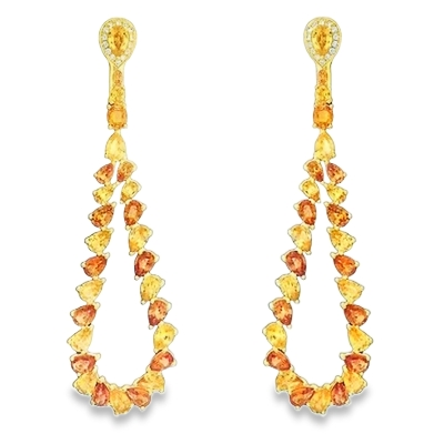 Robert Procop 18K Yellow Gold Yellow and Orange Sapphire Earrings