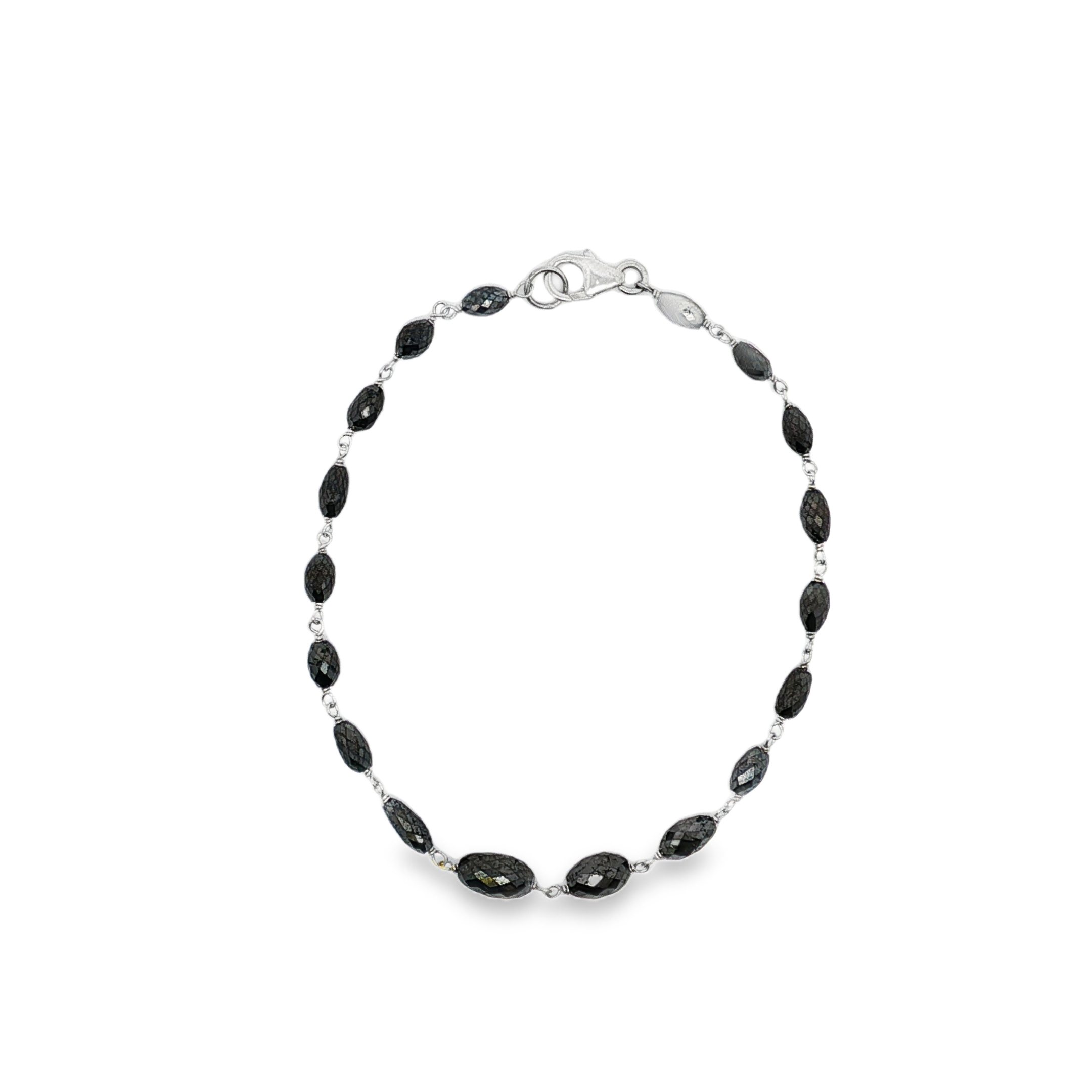 18K White Gold Elongated Briolette Black Diamond Bracelet