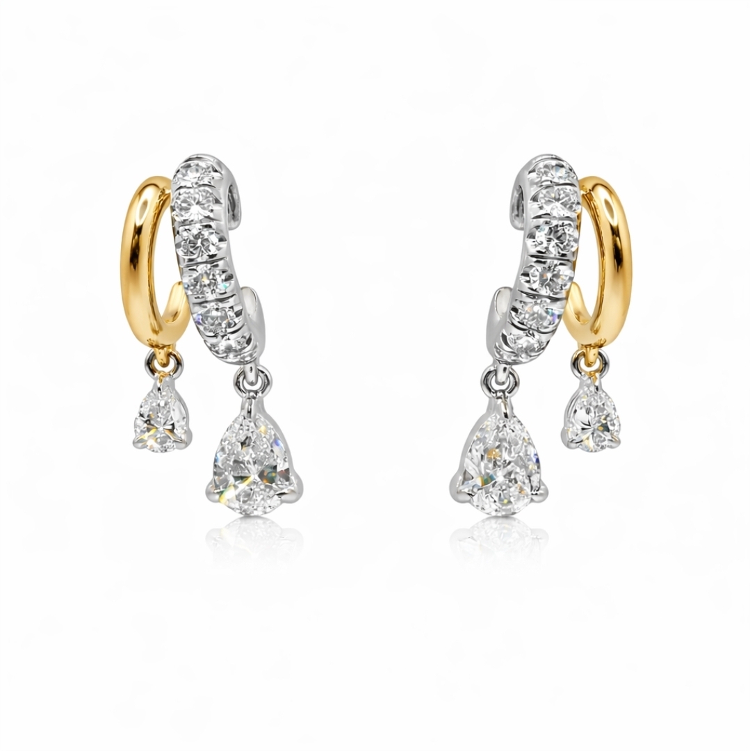Kwiat Platinum and 18K Yellow Gold Diamond Double Hoop Earrings