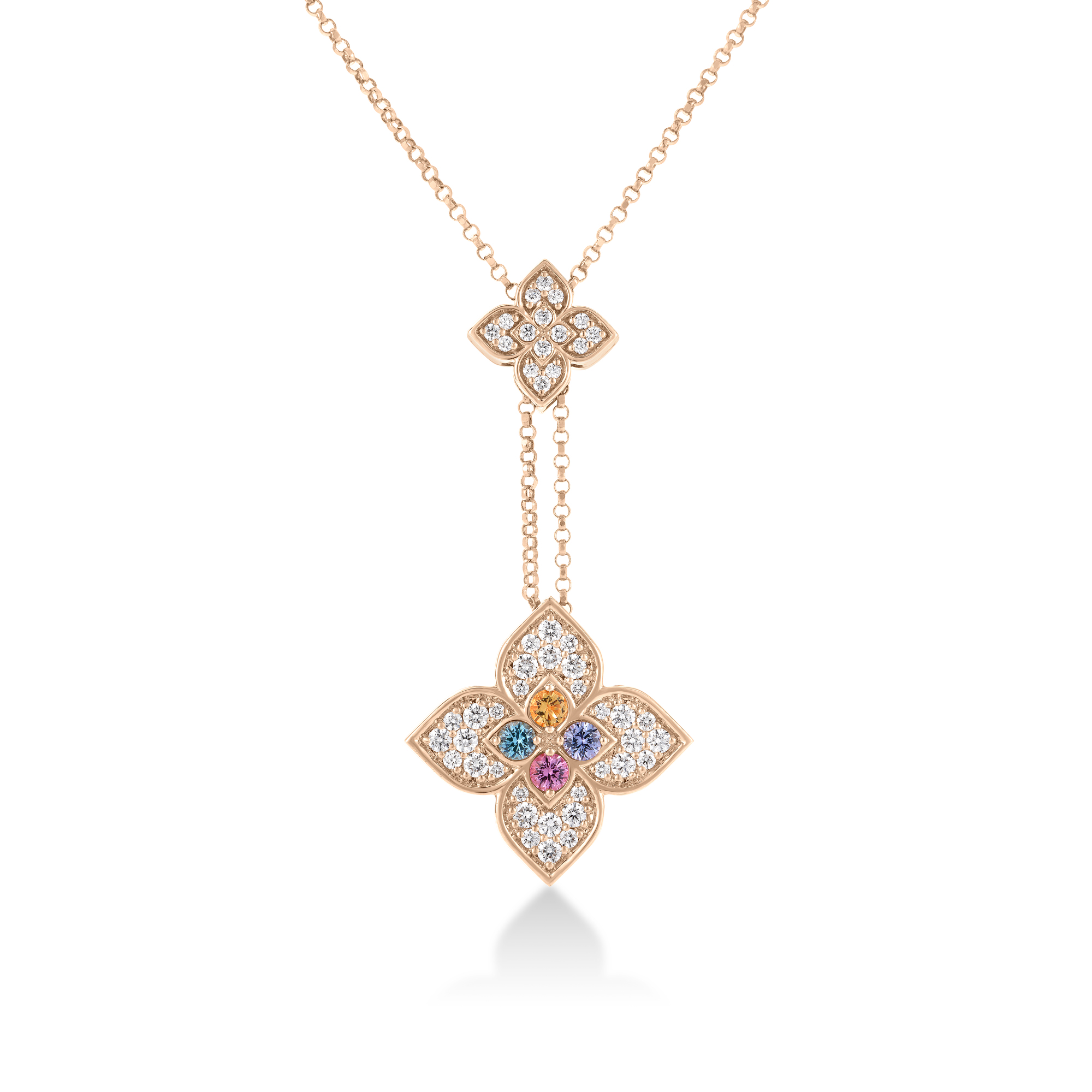 Roberto Coin 18K Rose Gold Venetian Princess Diamond and Mixed Color Flower Lariat