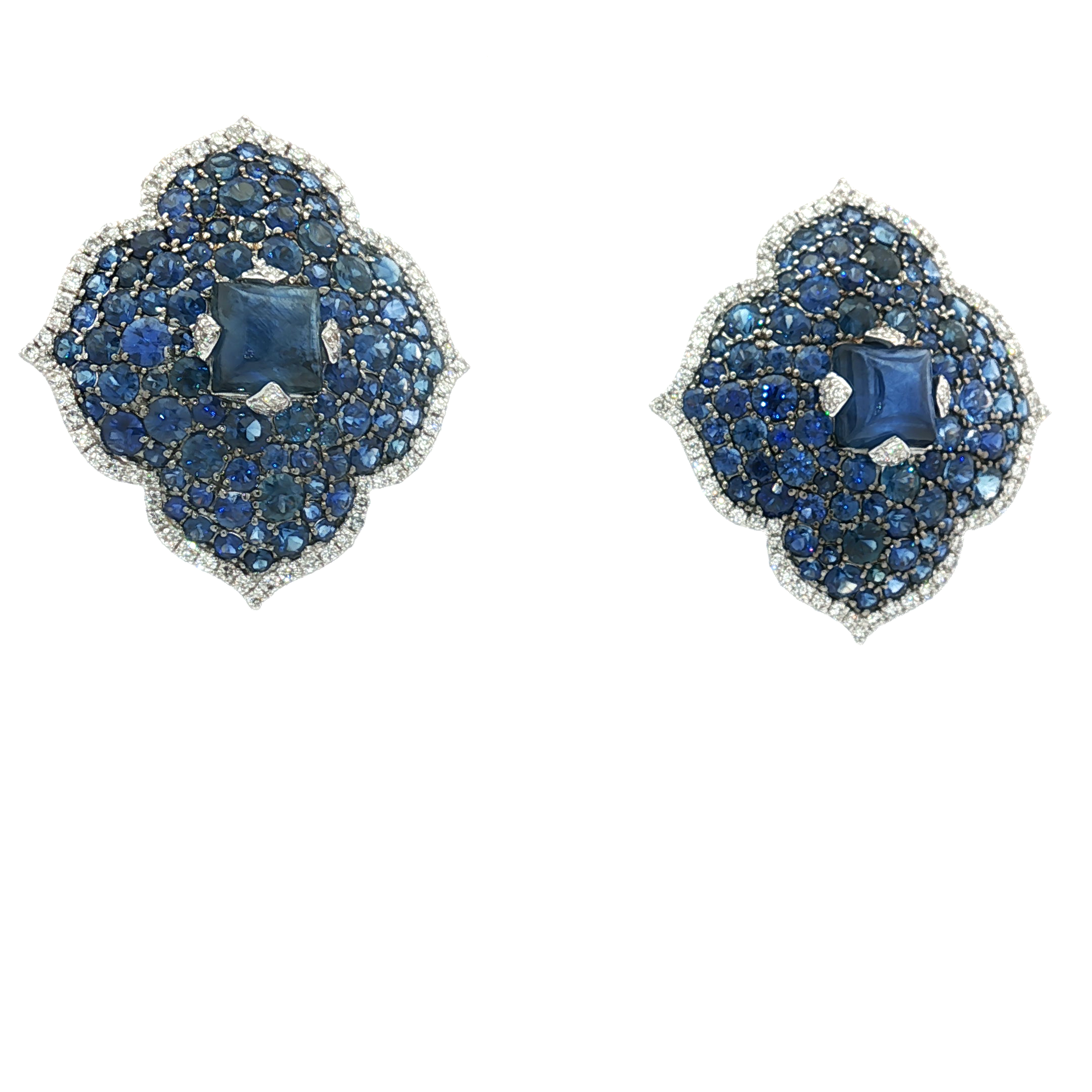 18W PIRANESI 9.69TW BLUE SAPPHIRE 0.76TW HI SI FLOWER EARRINGS - E5024-7