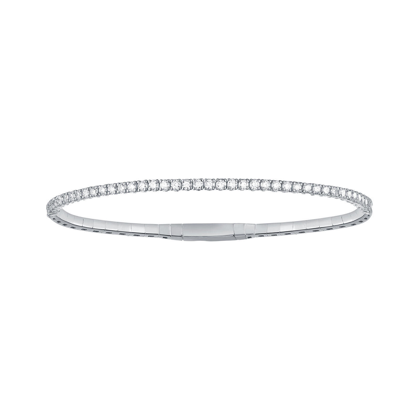 14K White Gold Diamond Flexible Bangle Bracelet