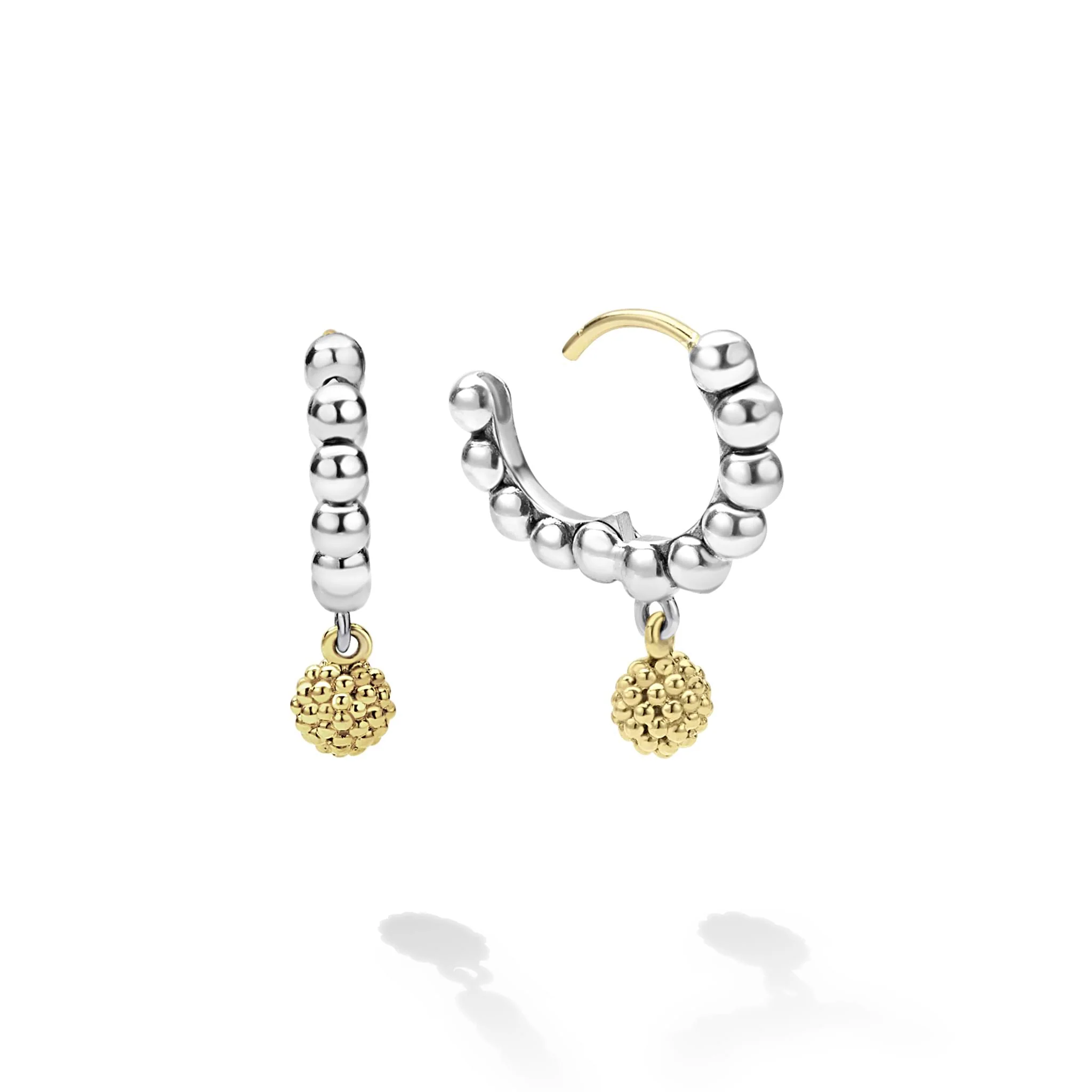 LAGOS Sterling Silver and 18K Yellow Gold Caviar Icon Beaded Huggie Earrings