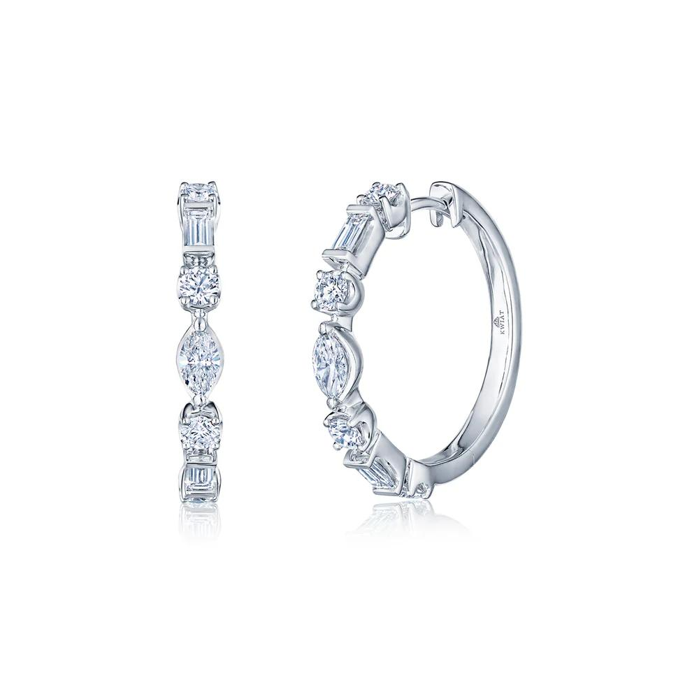 Kwiat 18K White Gold Starry Night Diamond Hoop Hearrings