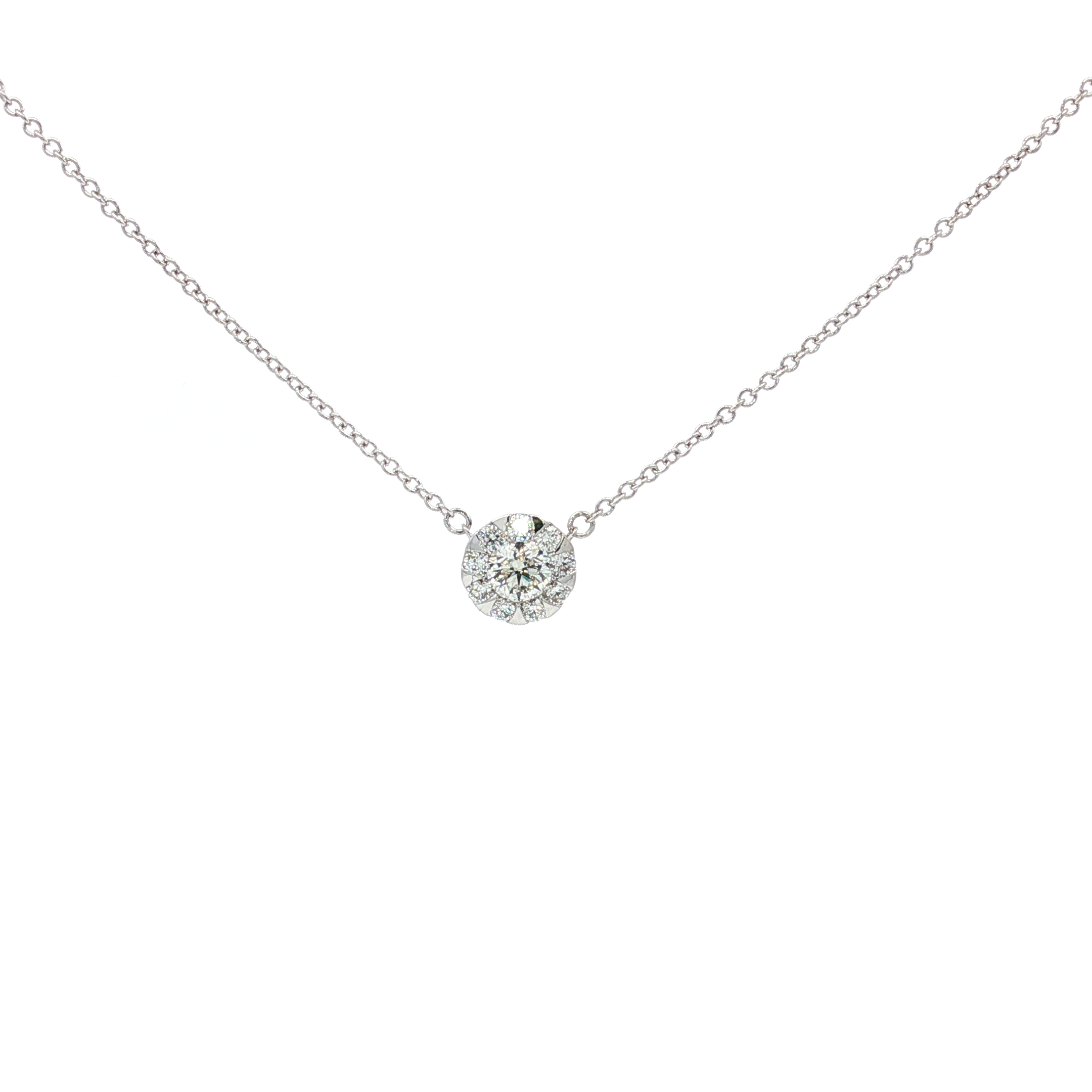 Kwiat 18K White Gold Sunburst Diamond Solitaire Pendant Necklace