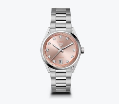TAG HEUER CARRERA DATE 36MM PINK DIA DIAL WATCH