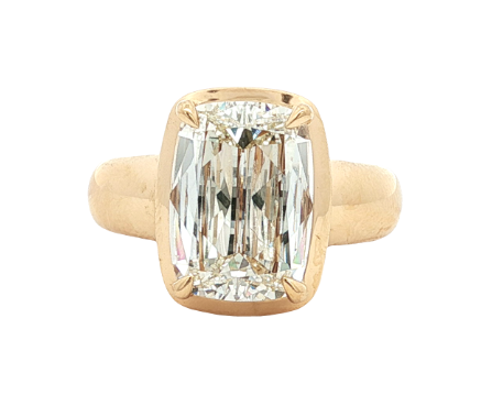 Henri Daussi 18K White Gold Cushion and Baguette Diamond Ring