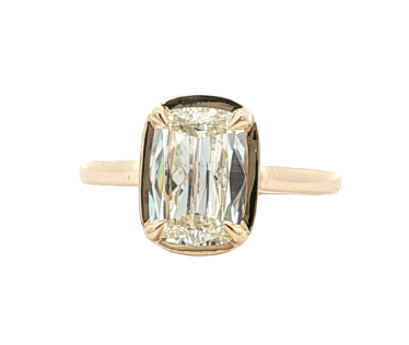 Henri Daussi 18K White Gold Cushion and Baguette Diamond Ring