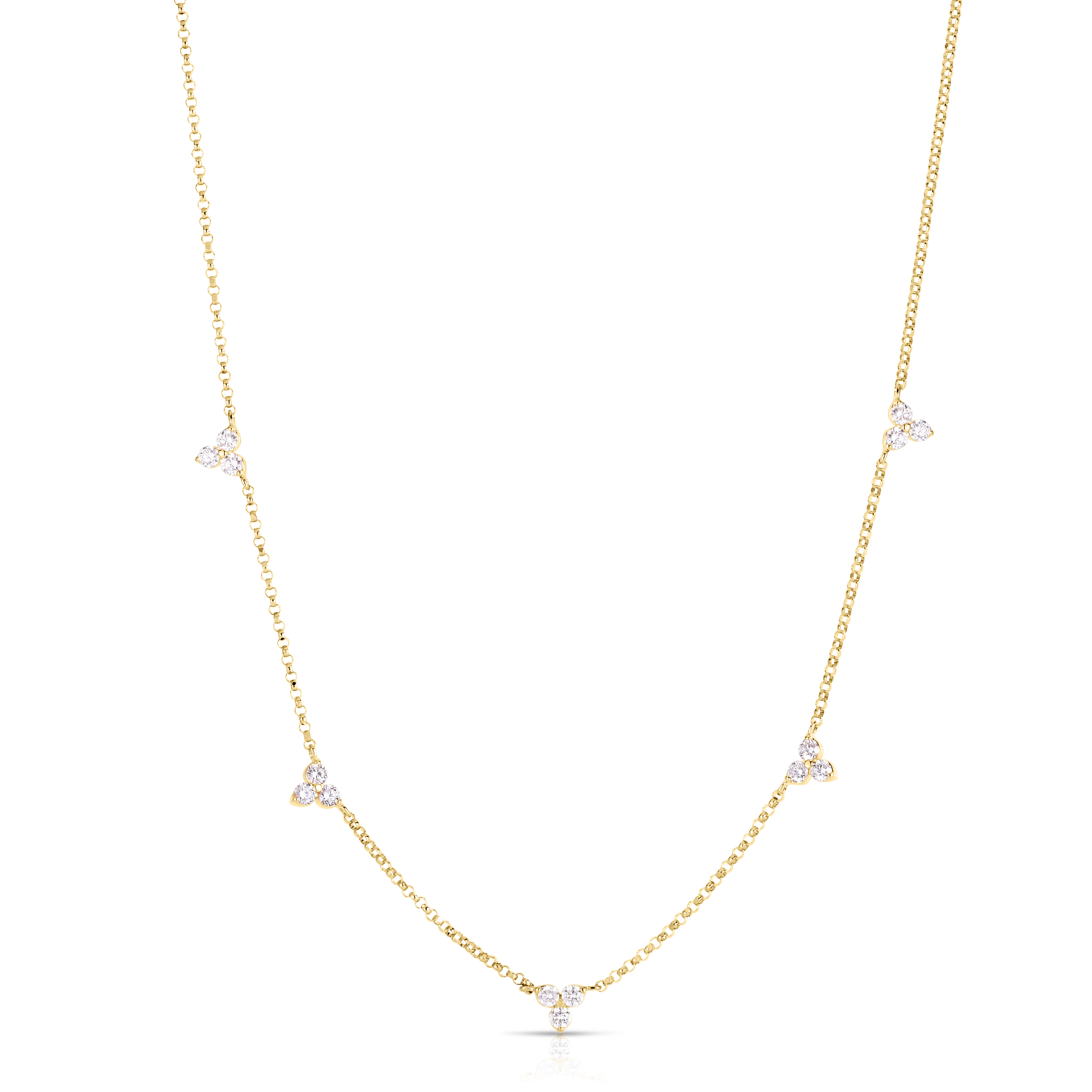 Roberto Coin 18K Yellow Gold Diamonds By The Inch 5 Station Flower Necklace