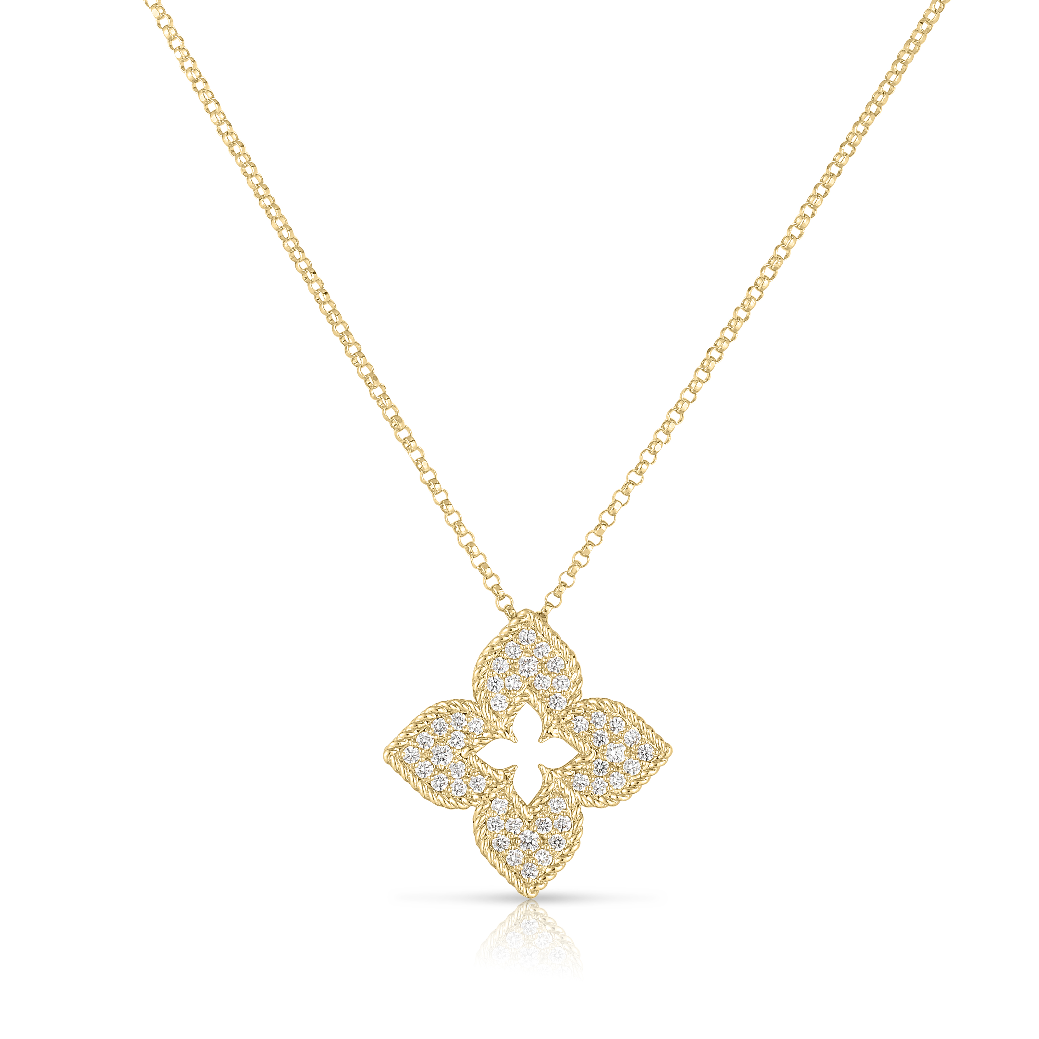 Roberto Coin 18K Yellow Gold Venetian Princess Diamond Flower Necklace
