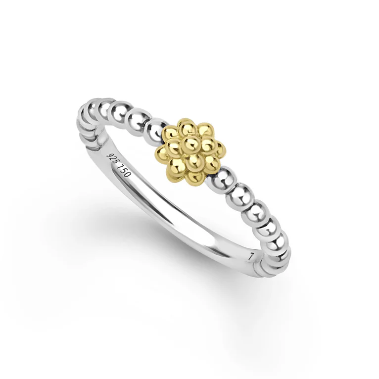 LAGOS Sterling Silver and 18K Yellow Gold Caviar Icon Stacking Ring