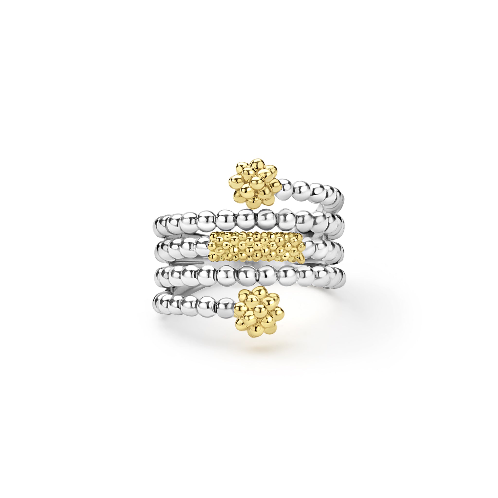 LAGOS Sterling Silver and 18K Yellow Gold Caviar Icon Beaded Ring