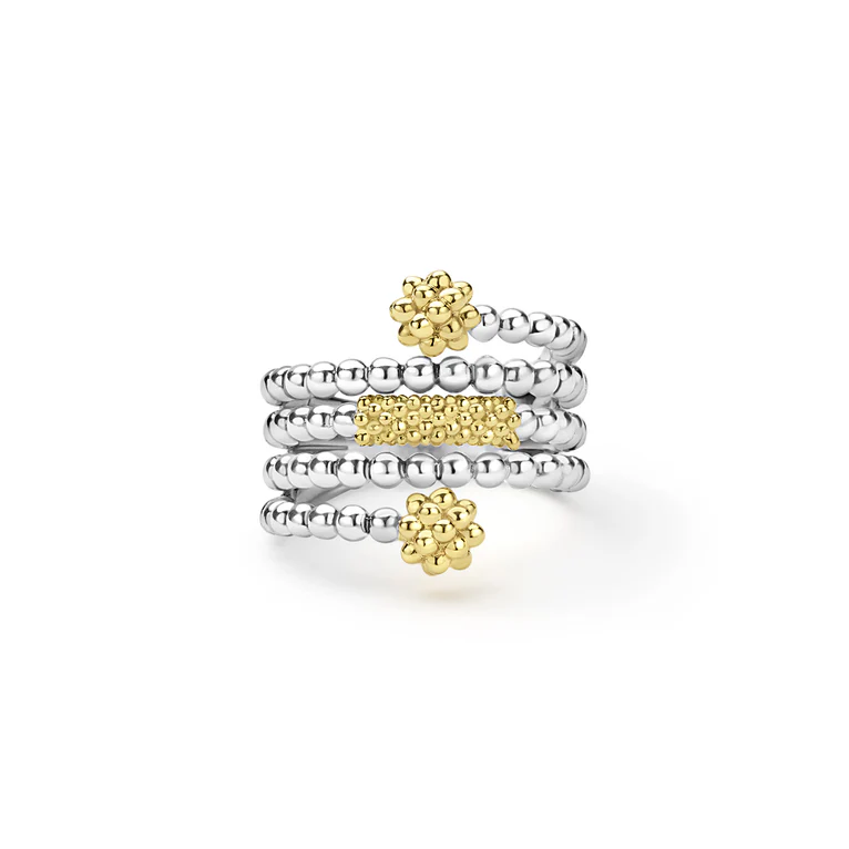 LAGOS Sterling Silver and 18K Yellow Gold Caviar Icon Beaded Ring