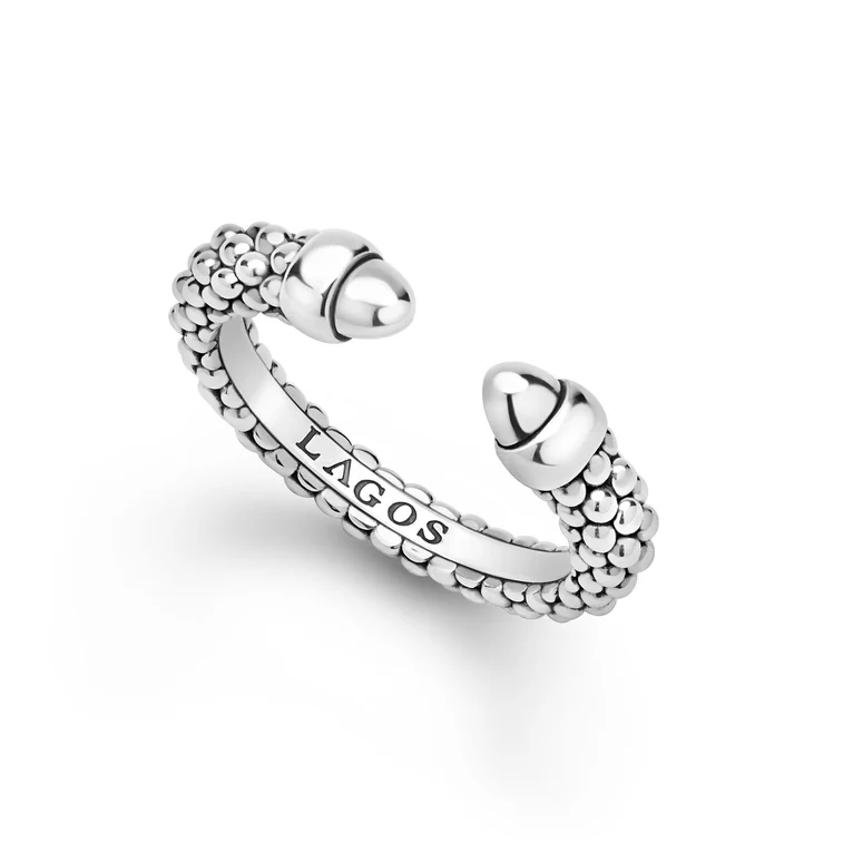 LAGOS Sterling Silver Signature Caviar Mini Versa Stacking Ring