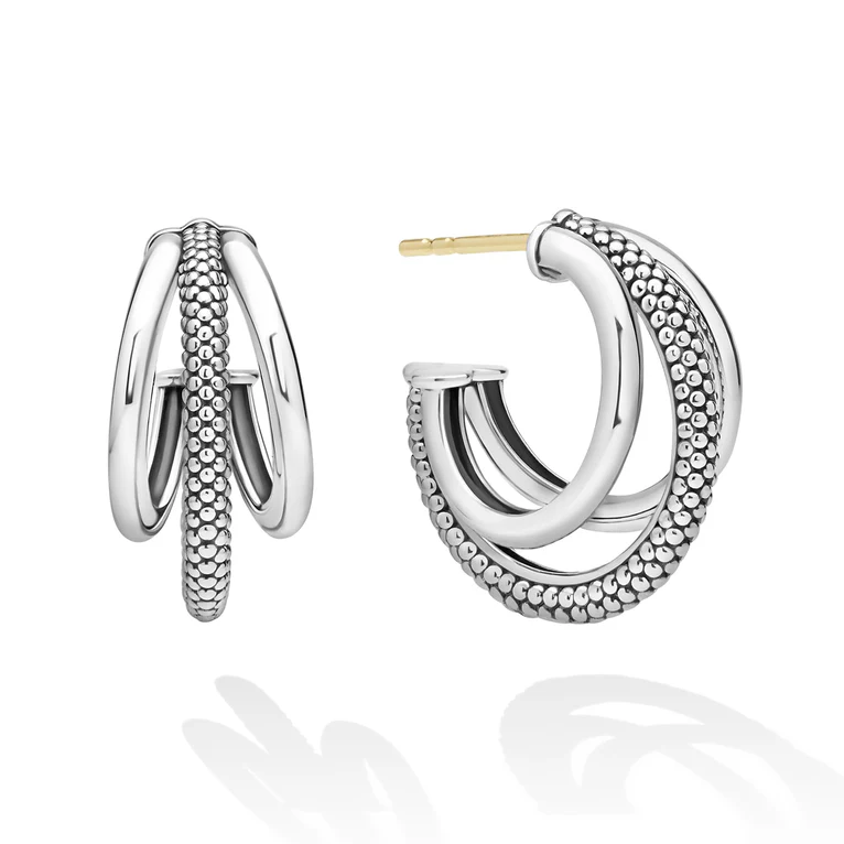 ST LAGOS Three Hoop Huggie Earrings