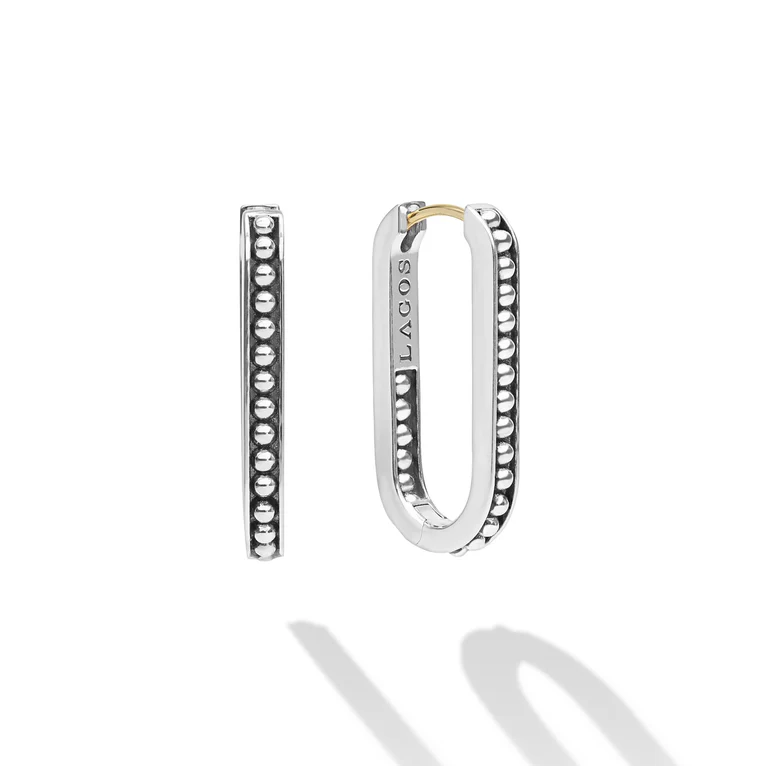 ST LAGOS Beaded Linear Hoop Earrings