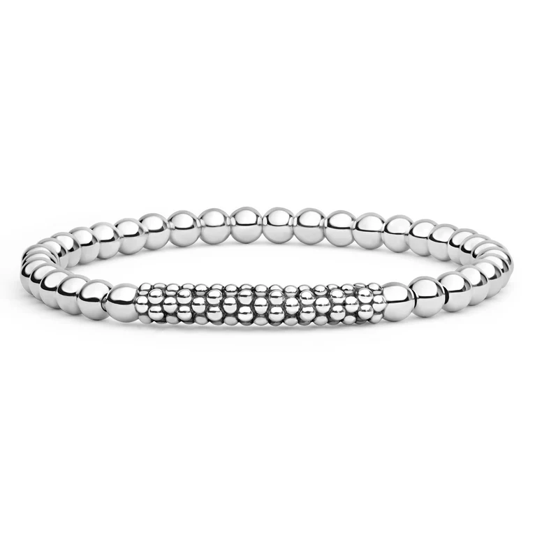 LAGOS Sterling Silver Signature Caviar Beaded Bar Stretch Bracelet
