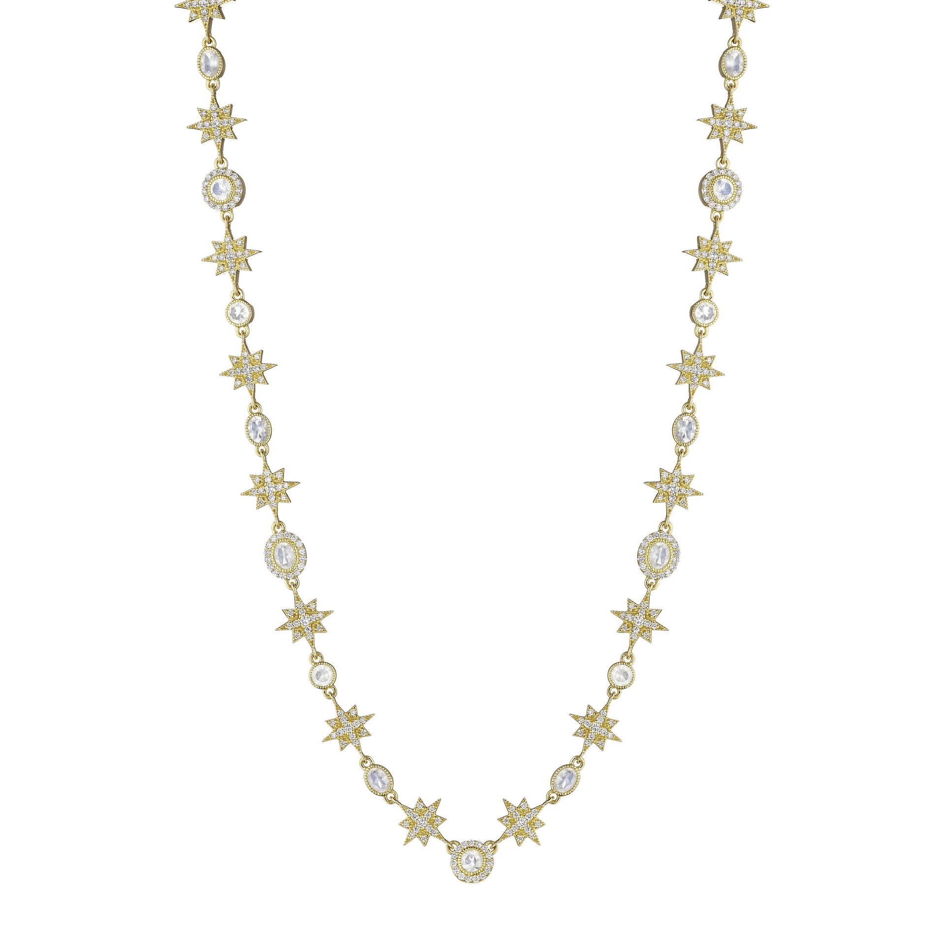 Penny Preville 18K Yellow Gold Celestial Dreams Diamond and Moonstone Choker Necklace