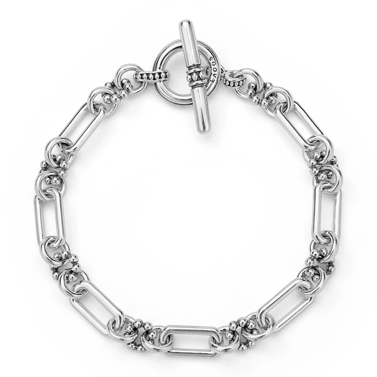 LAGOS Sterling Silver Signature Caviar Petite Link Bracelet