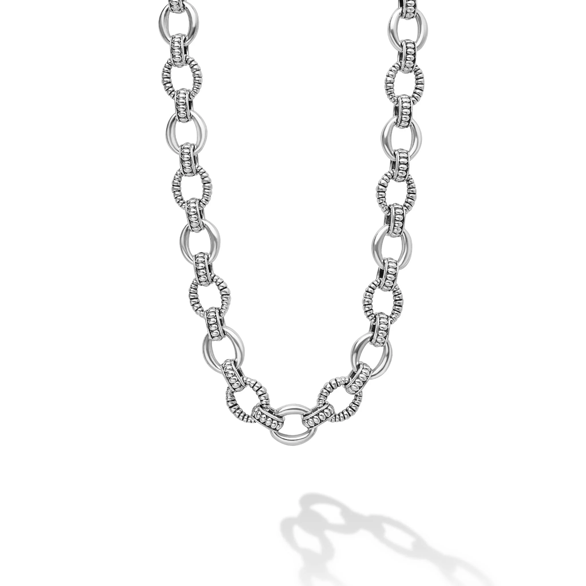 LAGOS Sterling Silver Signature Caviar Oval Link Necklace