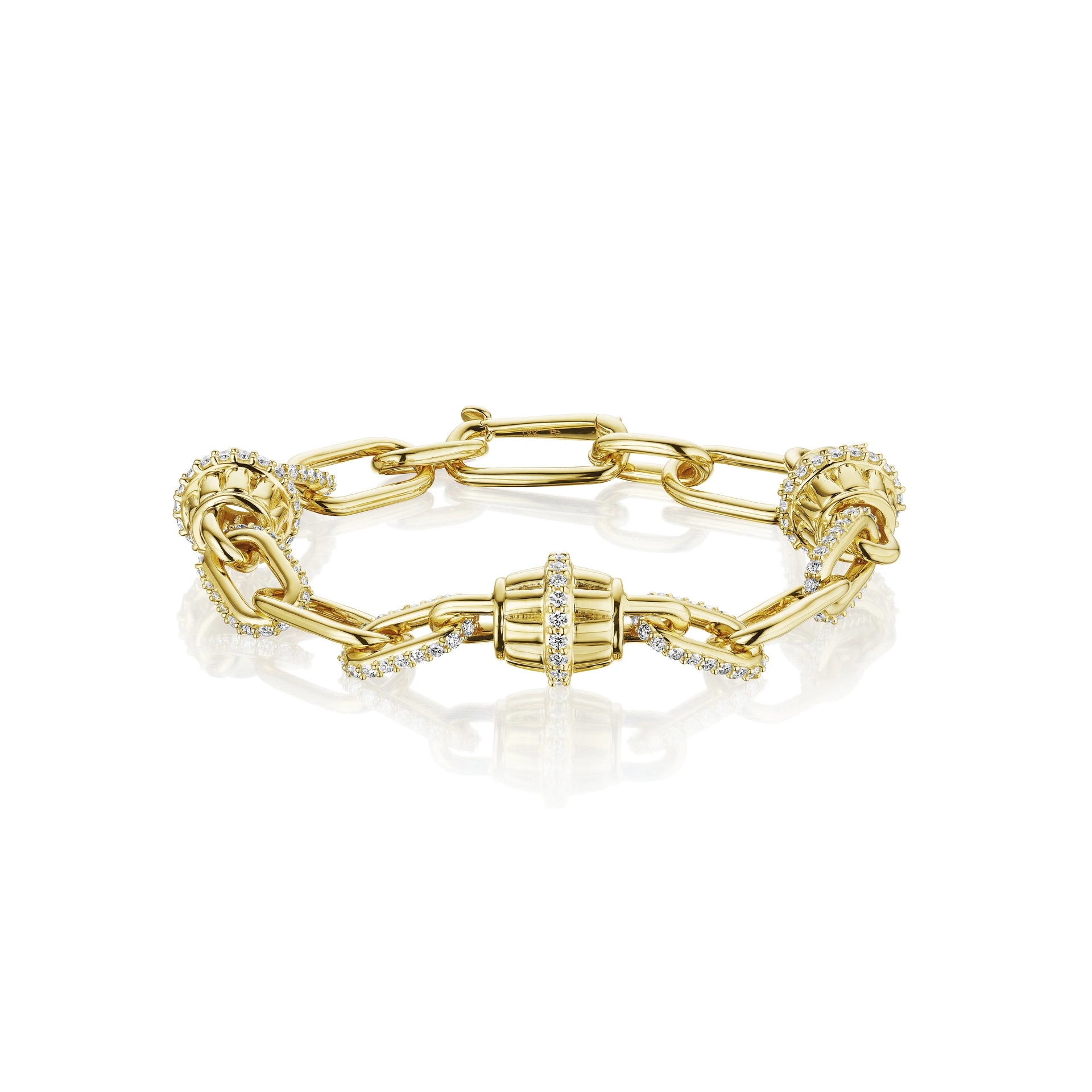 Penny Preville 18K Yellow Gold Diamond Rhondel Link Bracelet