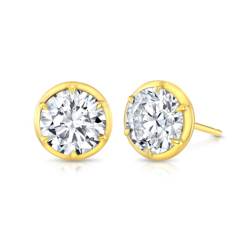 Rahaminov 18K Yellow Gold Diamond Stud Earrings - EAR-6203