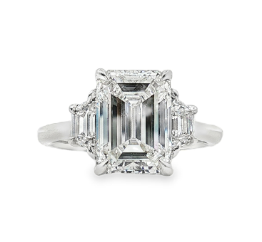 14K White Gold Three Stone Diamond Engagement Ring - LPJ436728