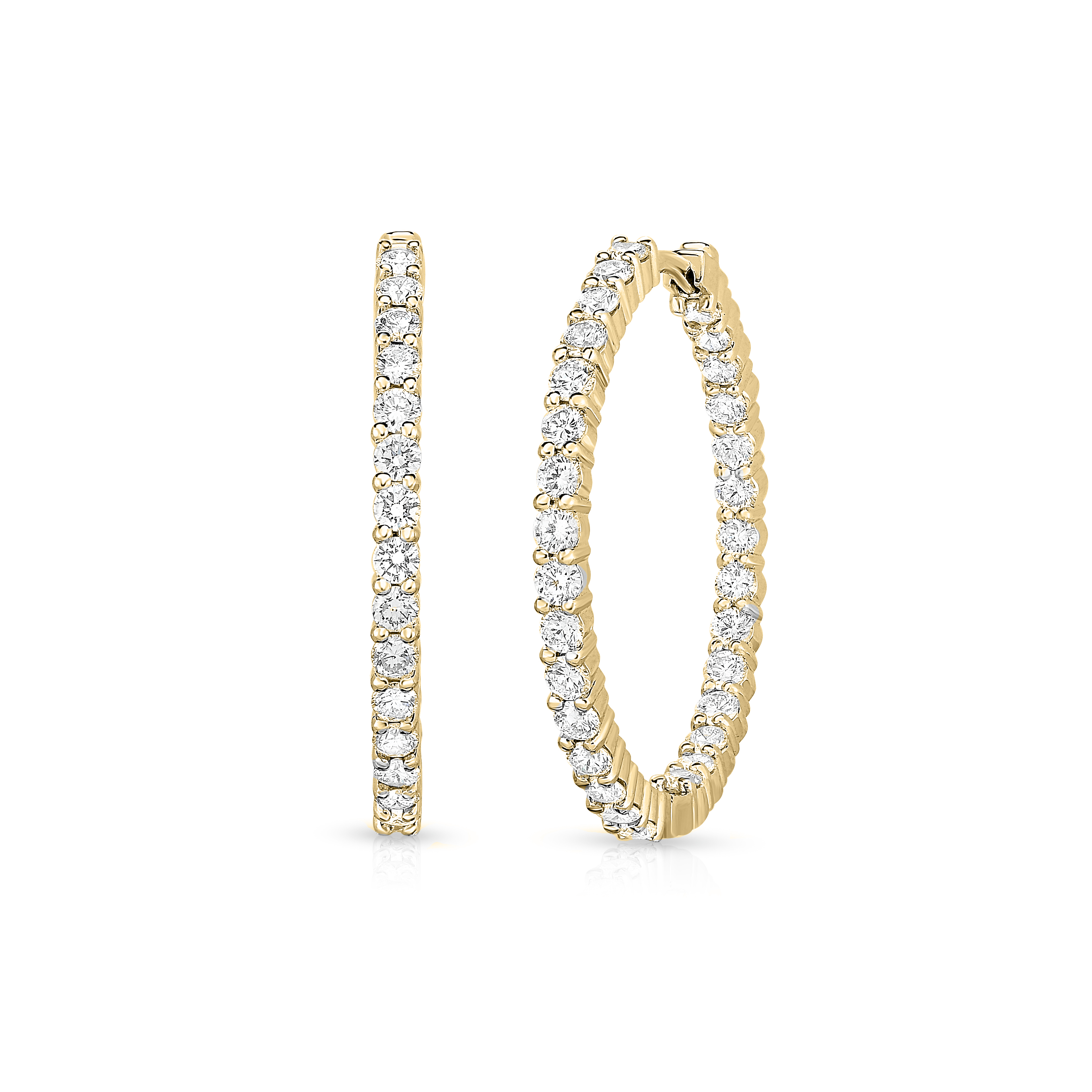 Roberto Coin 18K Yellow Gold Perfect Diamond Hoop Inside Outside Earrings