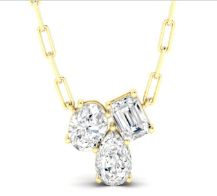 14Y 1.62TW H VS MULTI SHAPE DIA CLUSTER NECKLACE