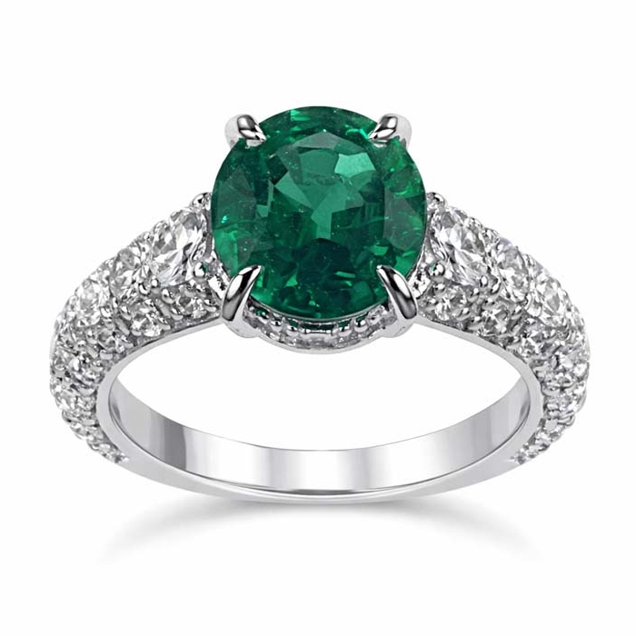 Piranesi 18K White Gold Emerald and Diamond Ring - R4287-2