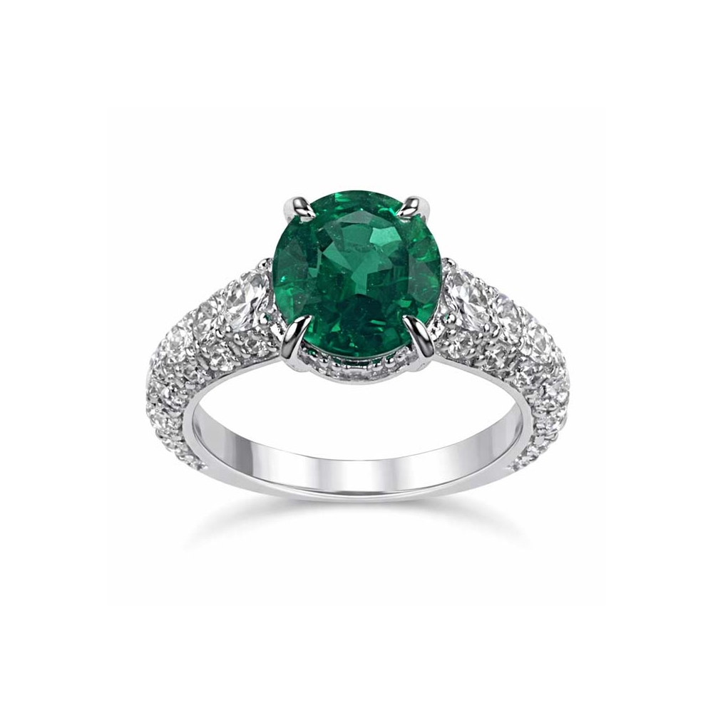 Piranesi 18K White Gold Emerald and Diamond Ring
