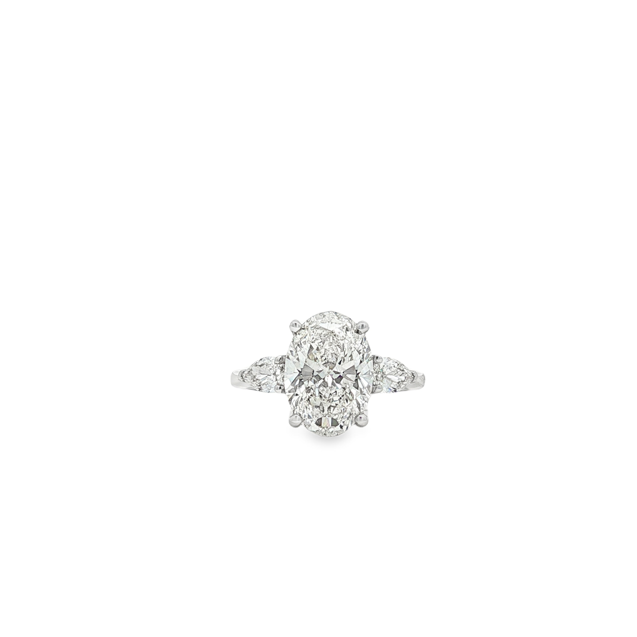 14K White Gold Diamond Three Stone Ring - 3527