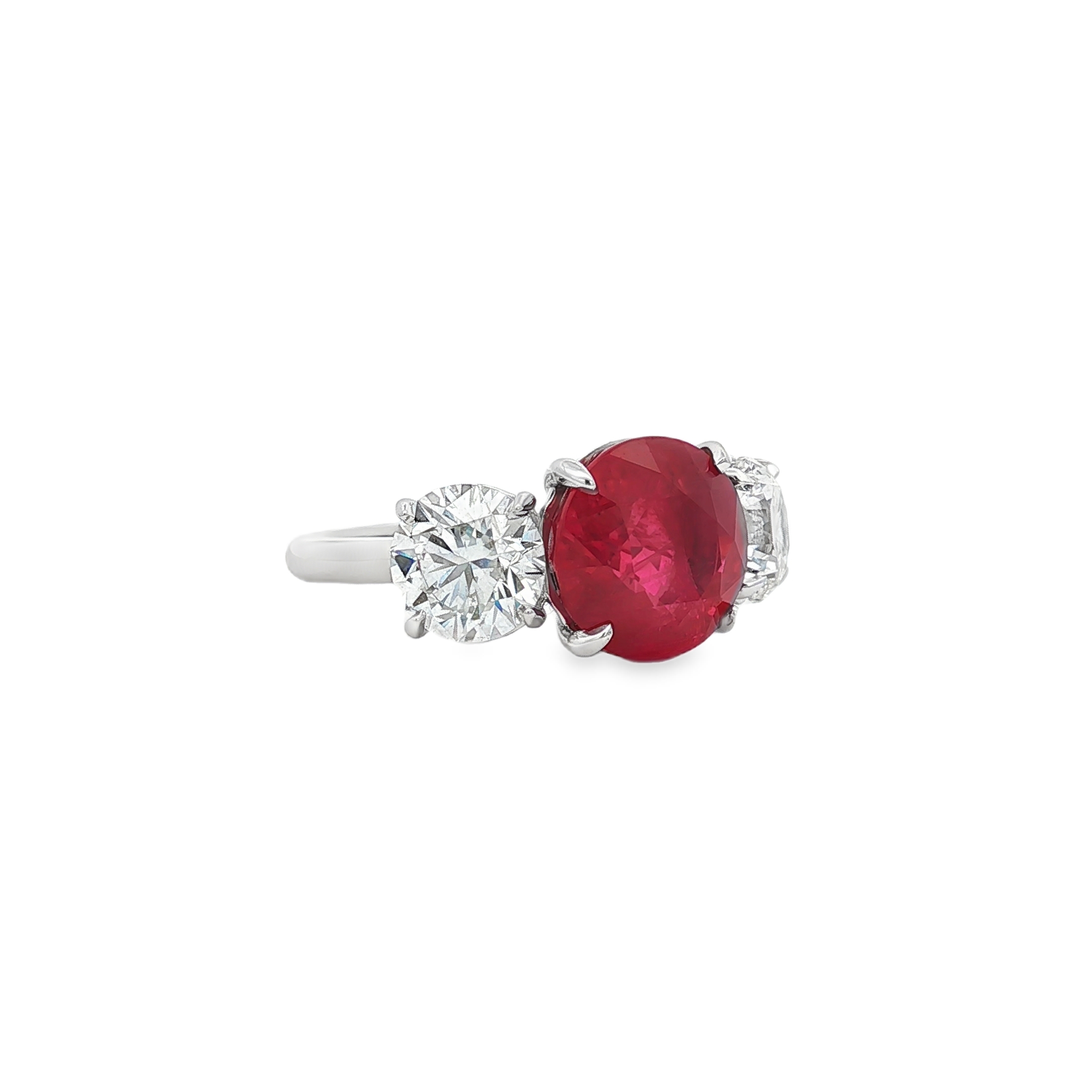 Piranesi Platinum Ruby and Diamond Three-Stone Ring