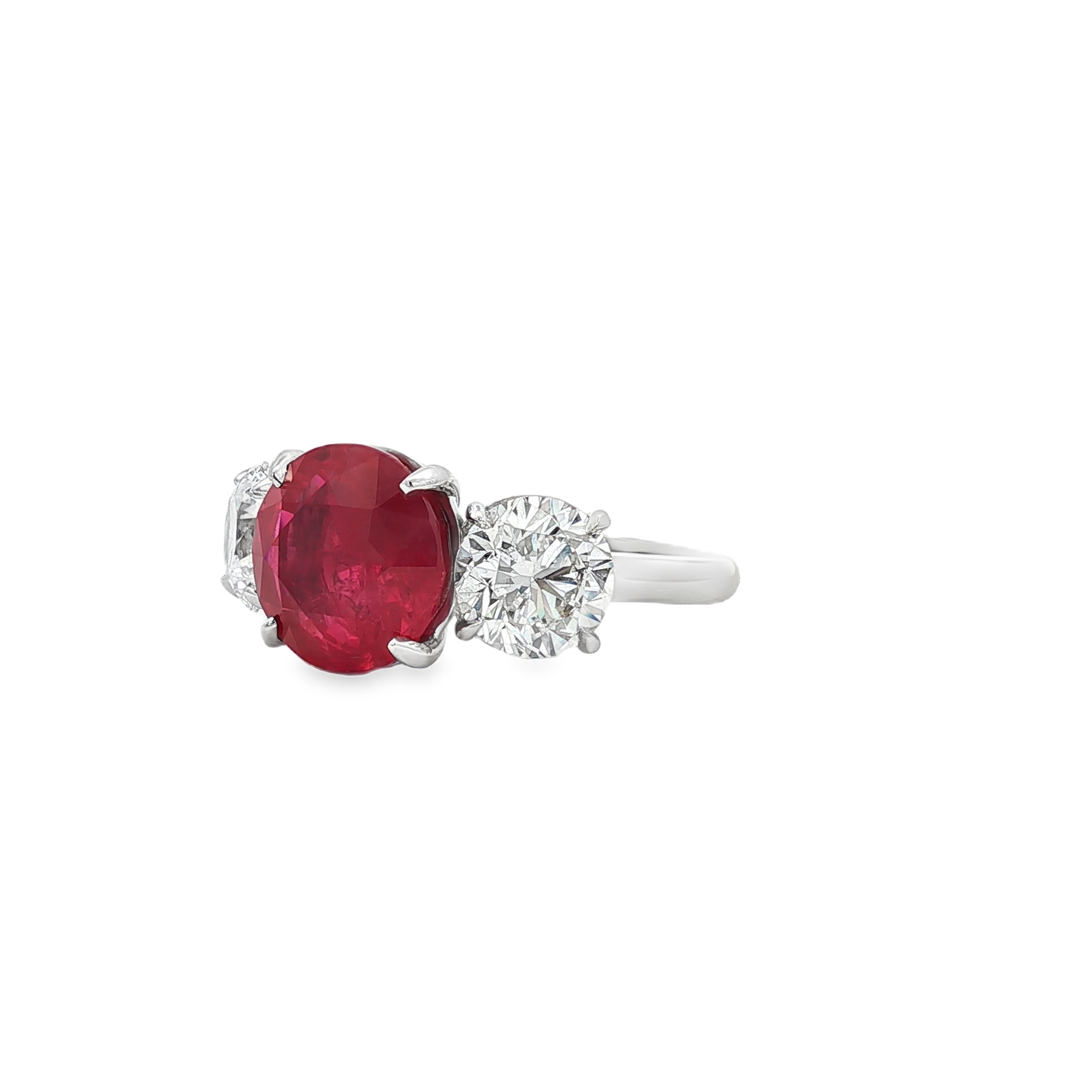 Piranesi Platinum Ruby and Diamond Three-Stone Ring