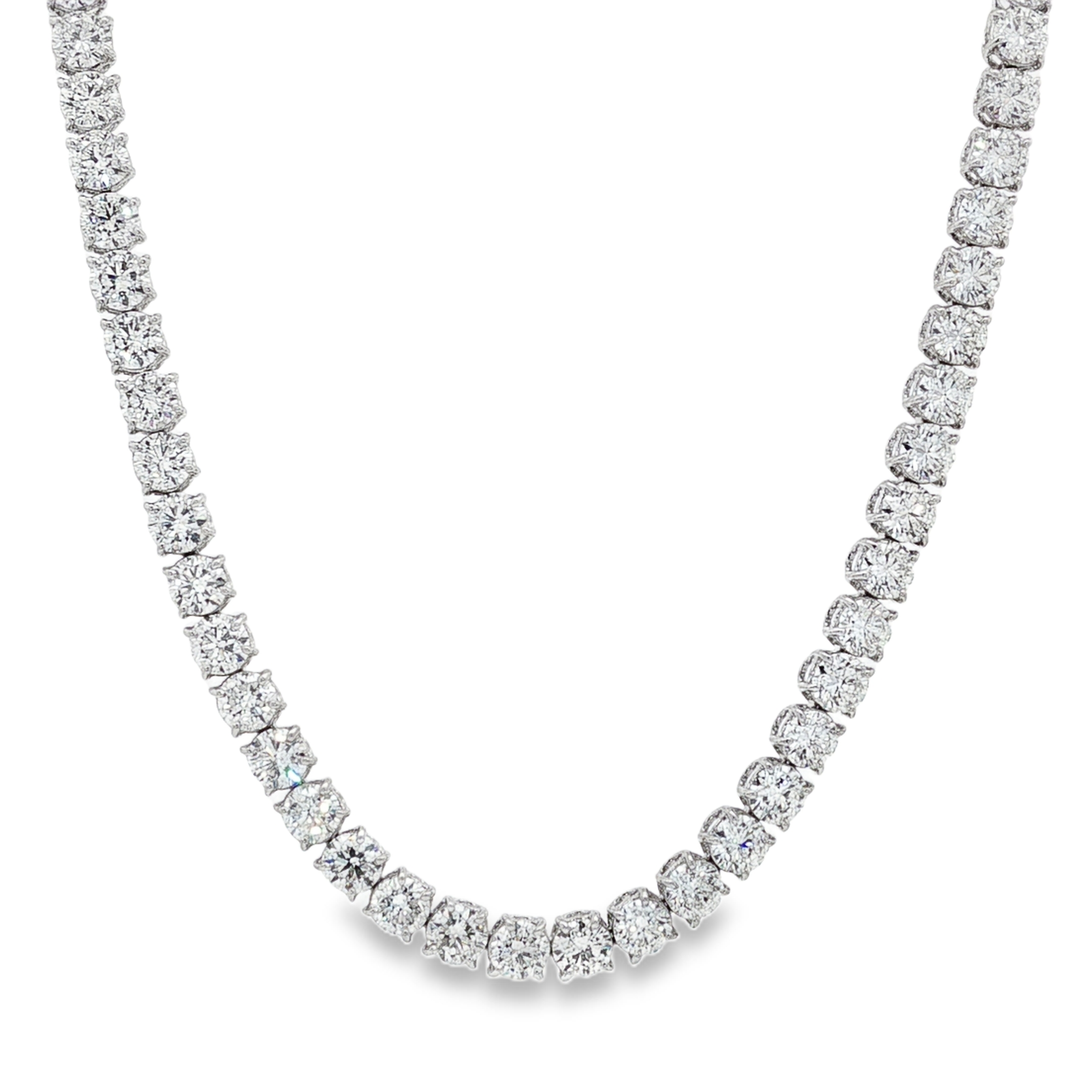 18K White Gold Diamond Riviera Necklace - N5962-71