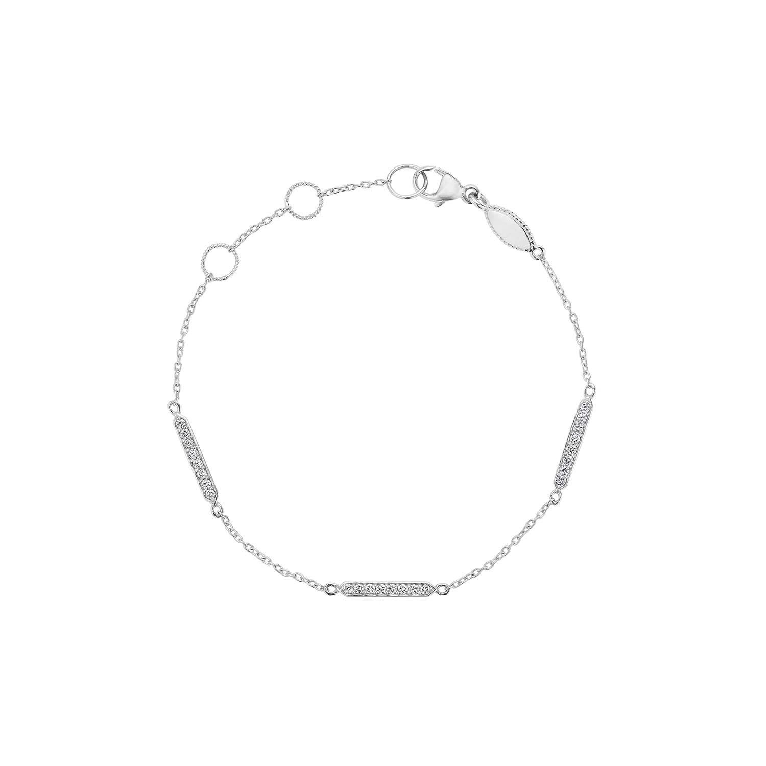 Penny Preville 18K White Gold Petite Penny Triple Diamond Bar Station Bracelet