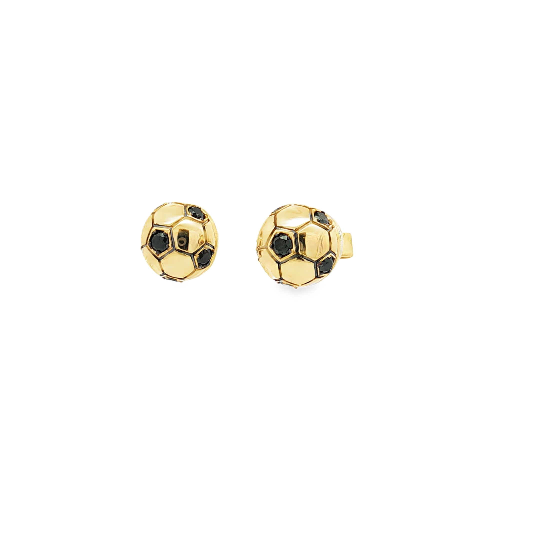 14K Yellow Gold Diamond Soccer Ball Stud Earrings