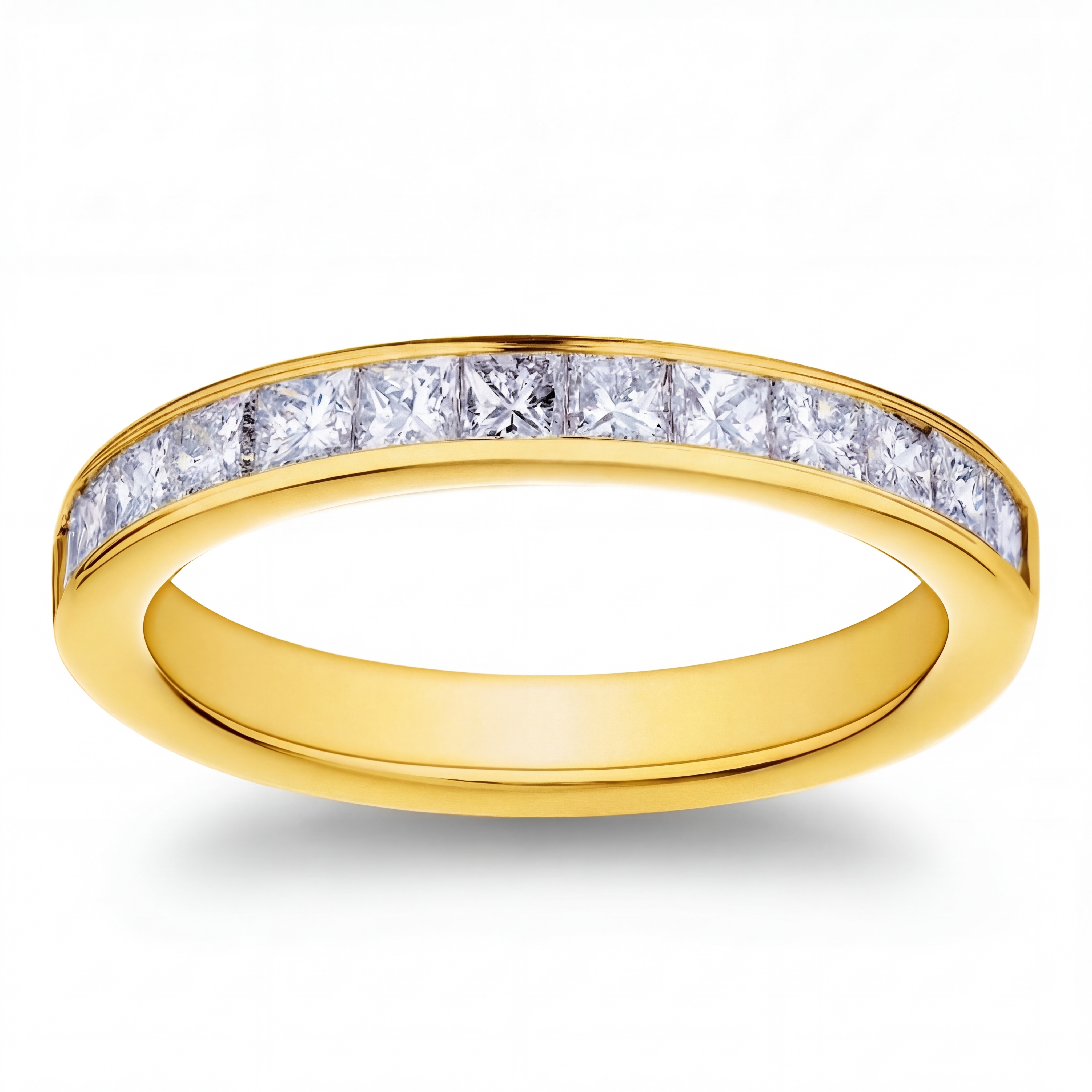 18K Yellow Gold Princess Channel Set Diamond Band