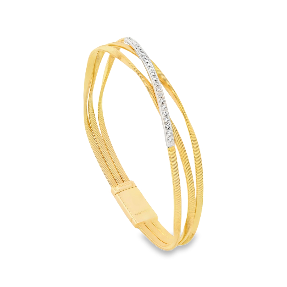 Marco Bicego 18K Yellow Gold Marrakech Three Strand Bracelet with Diamond Bar - BG848_B_YW_M5