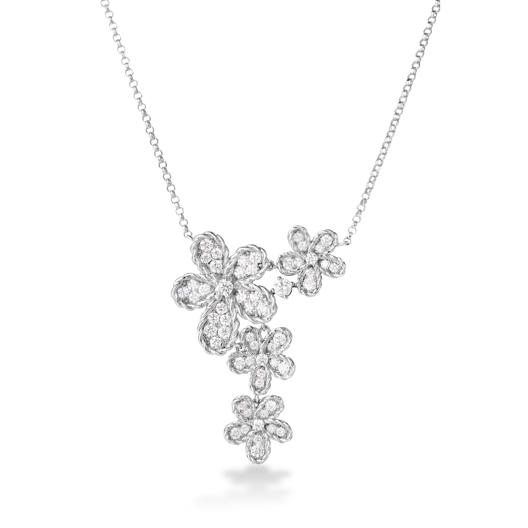 Roberto Coin 18K White Gold Jasmine Diamond Multi-Flower Necklace