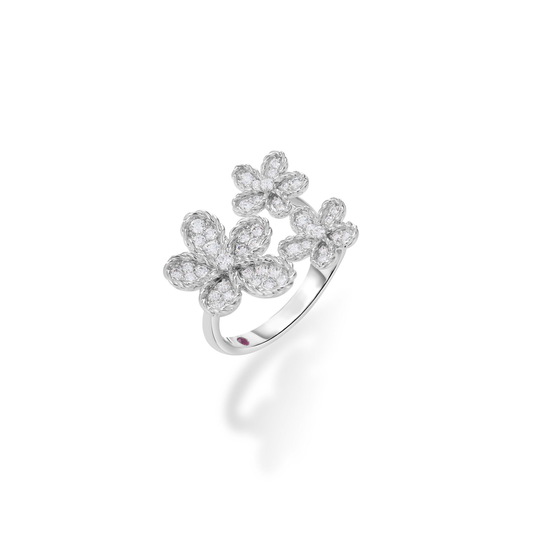 Roberto Coin 18K White Gold Jasmine Diamond Multi-Flower Ring