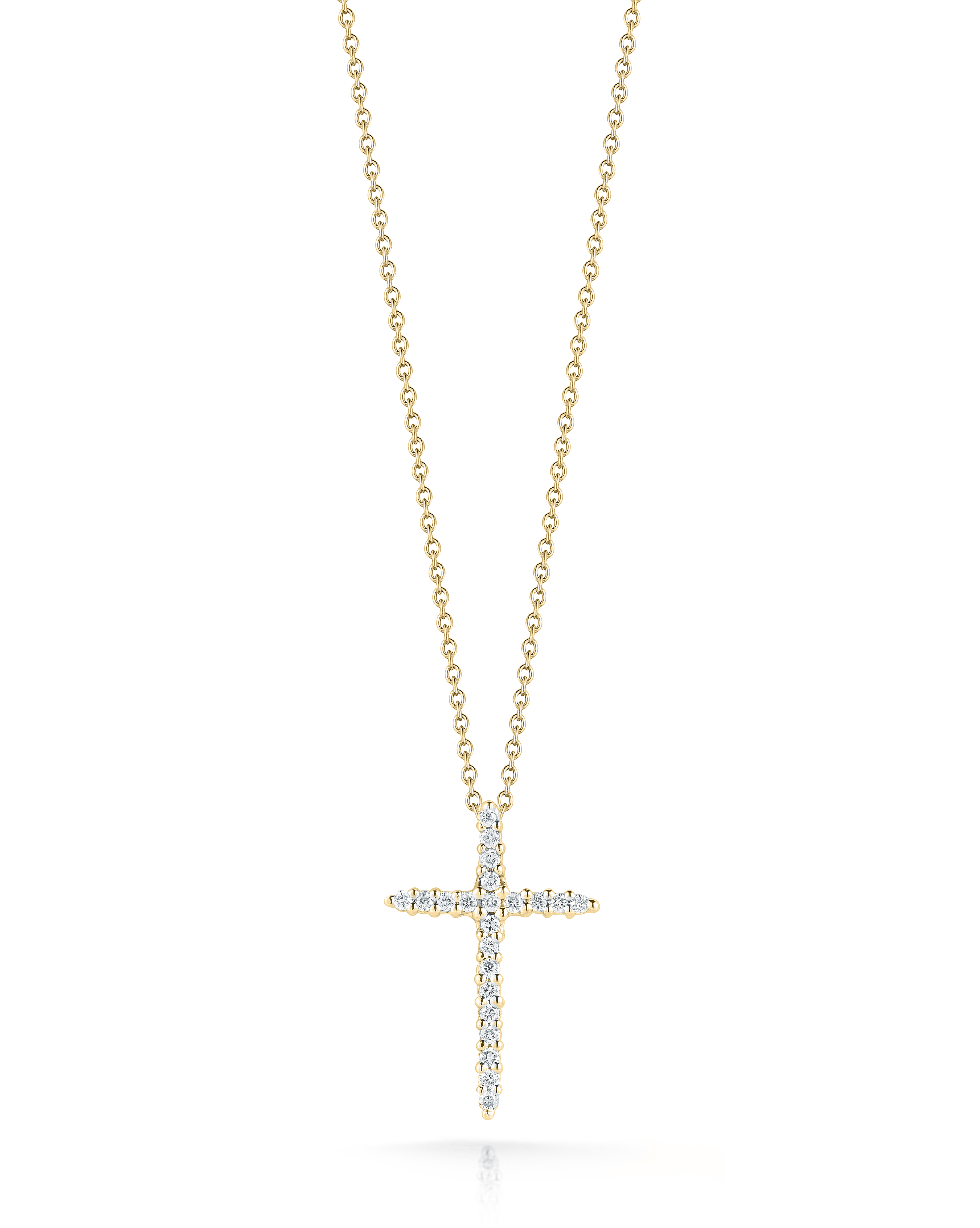 18K YELLOW GOLD TINY TREASURES DIAMOND CROSS NECKLACE