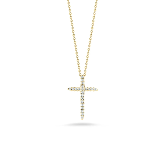 Roberto Coin 18K Yellow Gold Tiny Treasures Diamond Cross Necklace