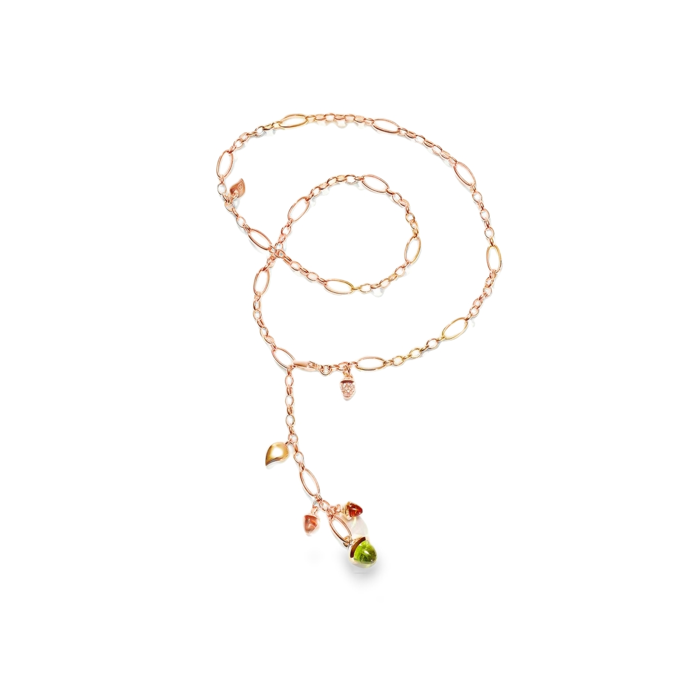 18R T.COMOLLI 0.22TW CHAM PERIDOT/SM QRTZ/CITRINE NECKLA - N-M-DEL15-IS-PD-RG