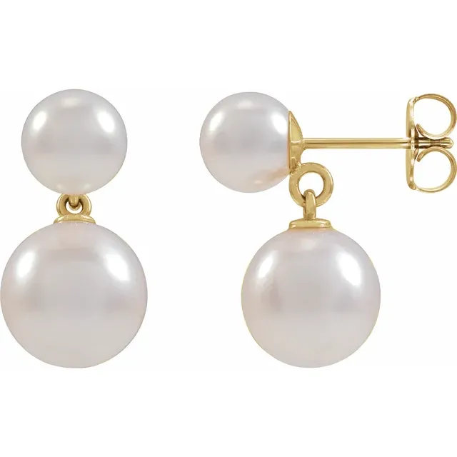 14K Yellow Gold Pearl Earrings