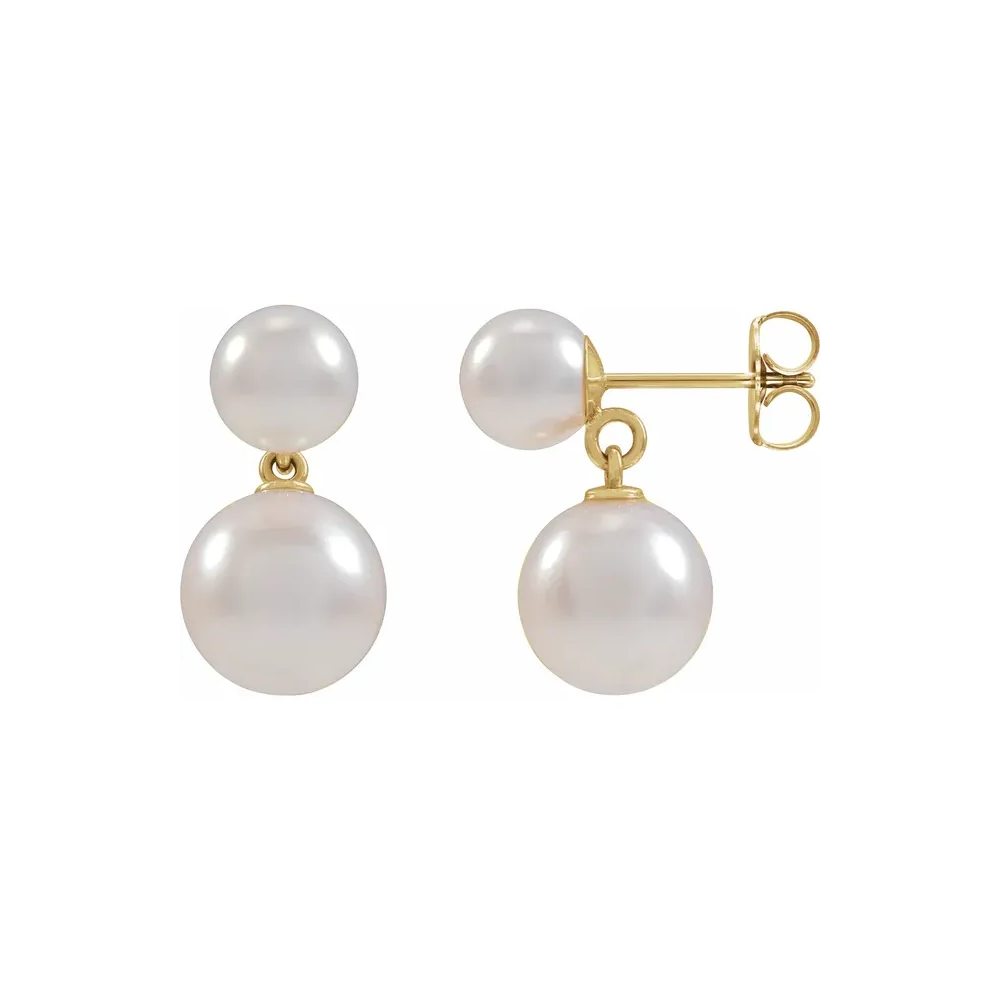 14K Yellow Gold Pearl Earrings