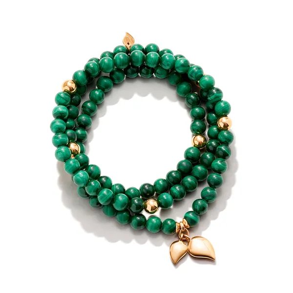 18R T.COMOLLI MALACHITE 3ROW BRACELET